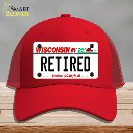 Retired Wisconsin Novelty License Plate Hat Mesh / Red