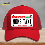 Moms Taxi Wisconsin Novelty License Plate Hat Mesh / Red