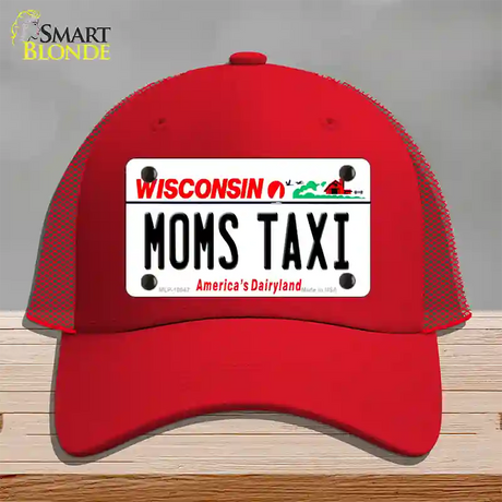 Moms Taxi Wisconsin Novelty License Plate Hat Mesh / Red