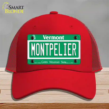 Montpelier Vermont Novelty License Plate Hat Mesh / Red