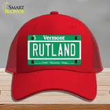 Rutland Vermont Novelty License Plate Hat Mesh / Red