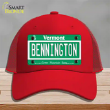 Bennington Vermont Novelty License Plate Hat Mesh / Red