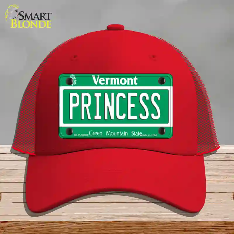 Princess Vermont Novelty License Plate Hat Mesh / Red