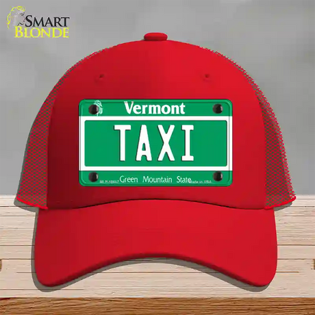 Taxi Vermont Novelty License Plate Hat Mesh / Red