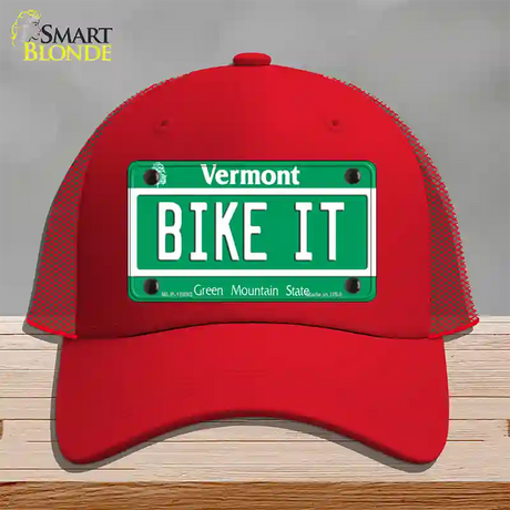 Bike It Vermont Novelty License Plate Hat Mesh / Red