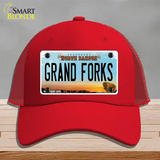 Grand Forks North Dakota Novelty License Plate Hat Mesh / Red