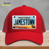 Jamestown North Dakota Novelty License Plate Hat Mesh / Red