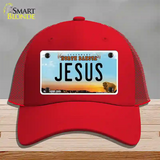 Jesus North Dakota Novelty License Plate Hat Mesh / Red