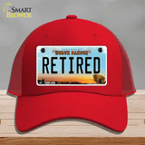 Retired North Dakota Novelty License Plate Hat Mesh / Red