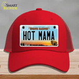 Hot Mama North Dakota Novelty License Plate Hat Mesh / Red