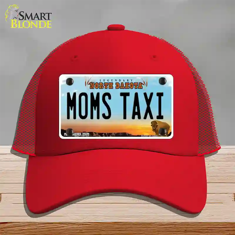 Moms Taxi North Dakota Novelty License Plate Hat Mesh / Red