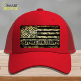 Camo American Flag Support Troops Novelty License Plate Hat Mesh / Red