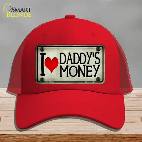 I Love Daddys Money Novelty License Plate Hat Mesh / Red