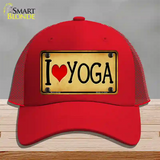 I Heart Yoga Novelty License Plate Hat Mesh / Red