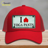 I Love Yoga Pants Novelty License Plate Hat Mesh / Red