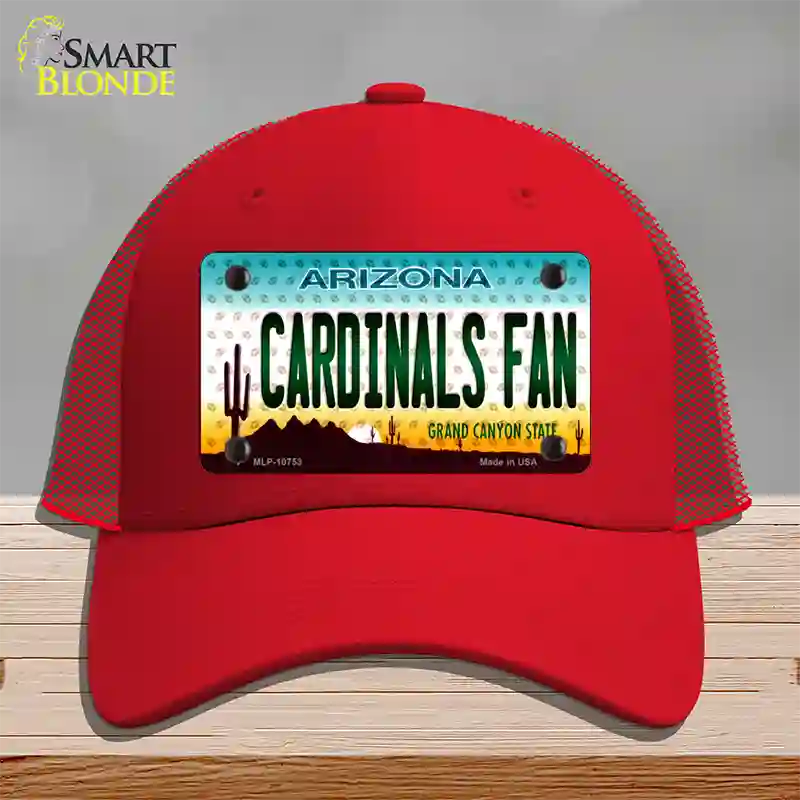 Cardinals Fan Arizona Novelty License Plate Hat Mesh / Red