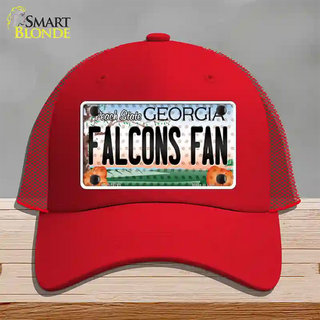 Falcons Fan Georgia Novelty License Plate Hat Mesh / Red