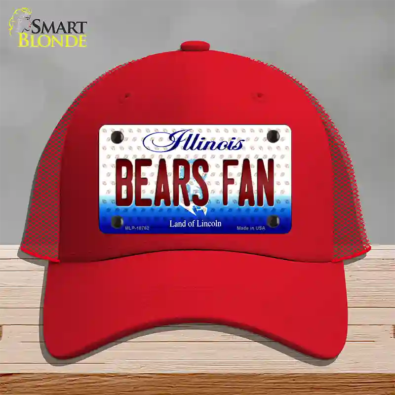 Bears Fan Illinois Novelty License Plate Hat Mesh / Red