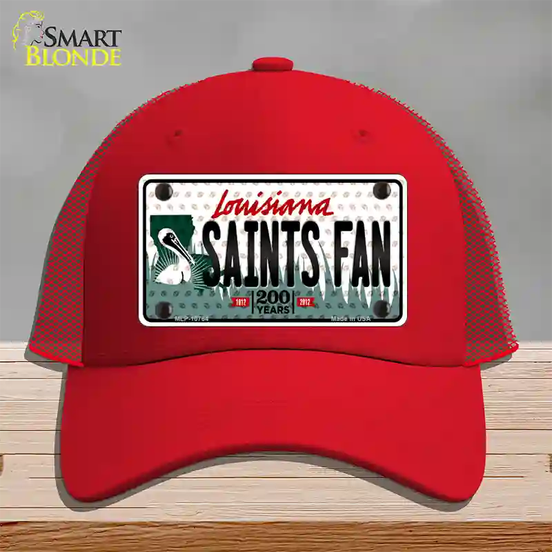 Saints Fan Louisiana Novelty License Plate Hat Mesh / Red