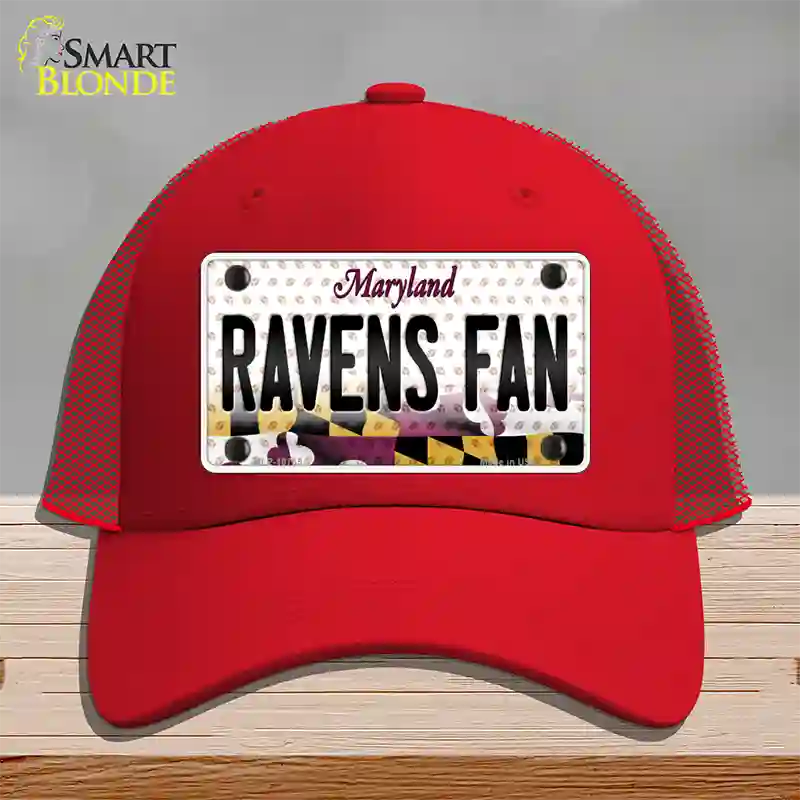 Ravens Fan Maryland Novelty License Plate Hat Mesh / Red