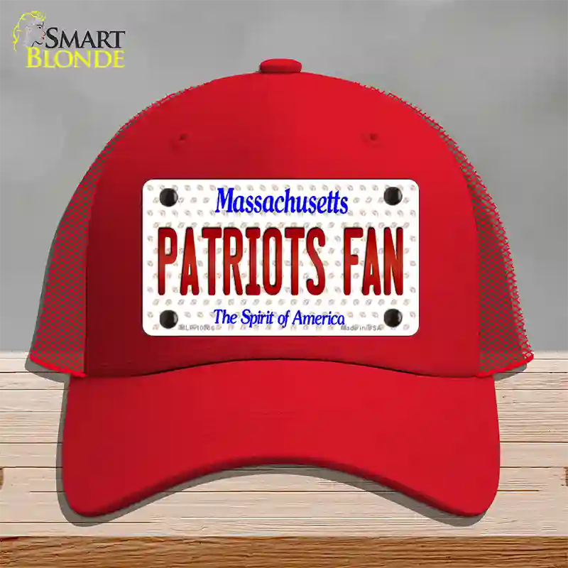 Patriots Fan Massachusetts Novelty License Plate Hat Mesh / Red