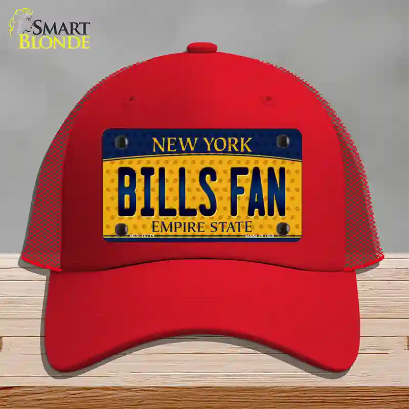 Bills Fan New York Novelty License Plate Hat Mesh / Red