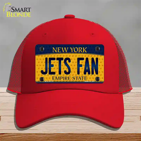 Jets Fan New York Novelty License Plate Hat Mesh / Red