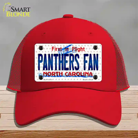 Panthers Fan North Carolina Novelty License Plate Hat Mesh / Red