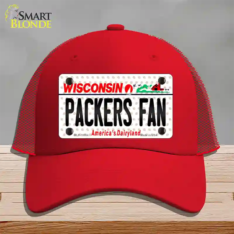 Packers Fan Wisconsin Novelty License Plate Hat Mesh / Red