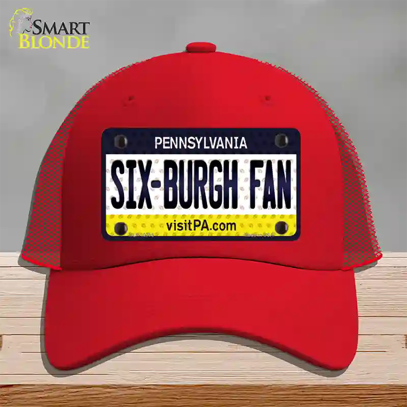 Six Burgh Fan Pennsylvania Novelty License Plate Hat Mesh / Red