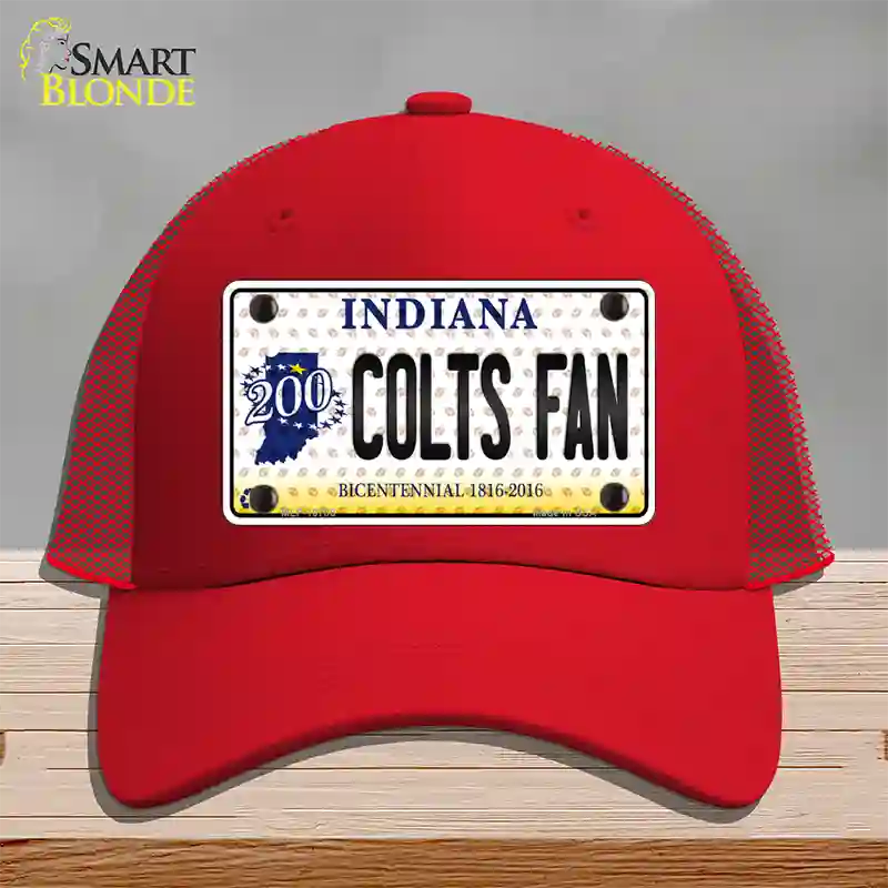 Colts Fan Bicentennial Indiana Novelty License Plate Hat Mesh / Red