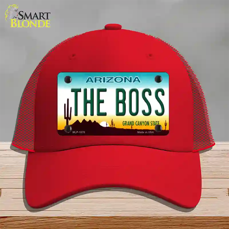 The Boss Arizona Novelty License Plate Hat Mesh / Red