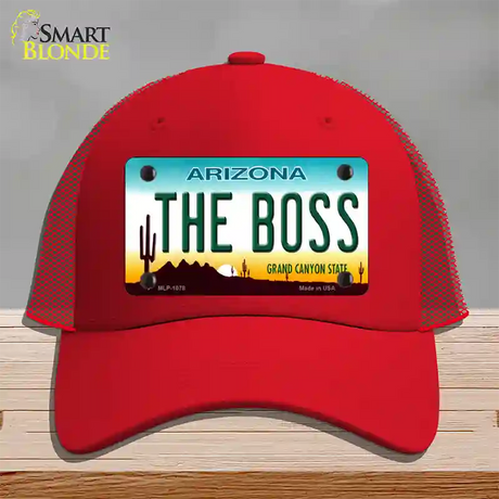 The Boss Arizona Novelty License Plate Hat Mesh / Red