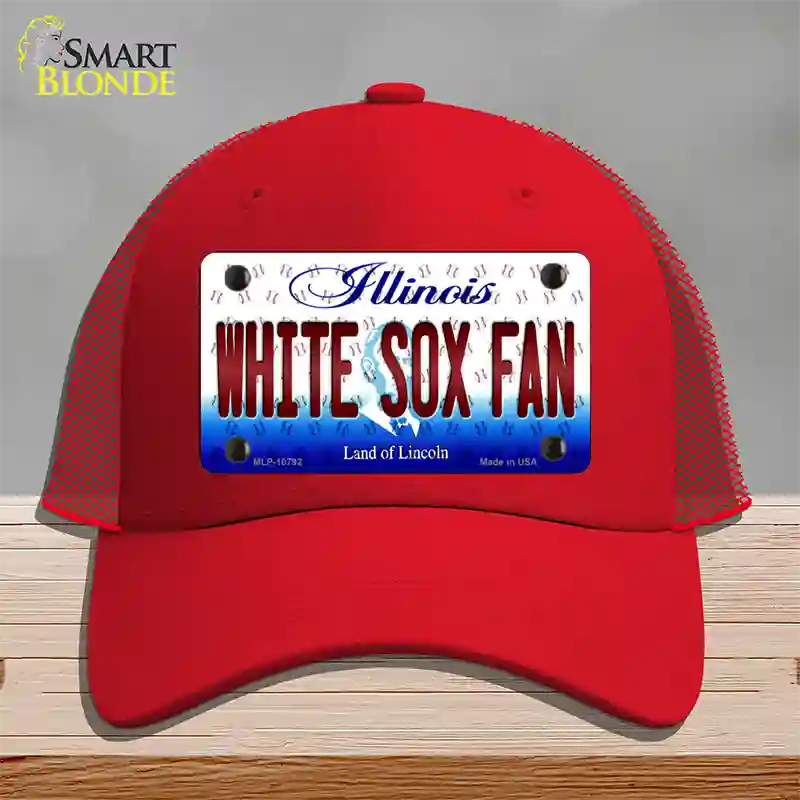 White Sox Fan Illinois Novelty License Plate Hat Mesh / Red