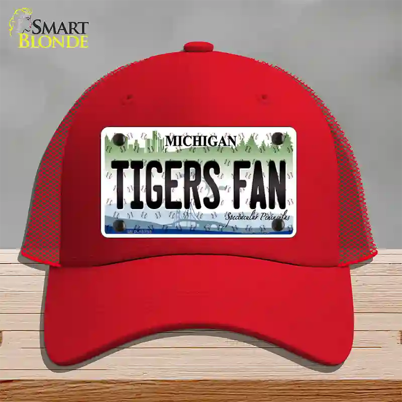 Tigers Fan Michigan Novelty License Plate Hat Mesh / Red