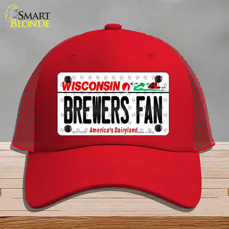 Brewers Fan Wisconsin Novelty License Plate Hat Mesh / Red