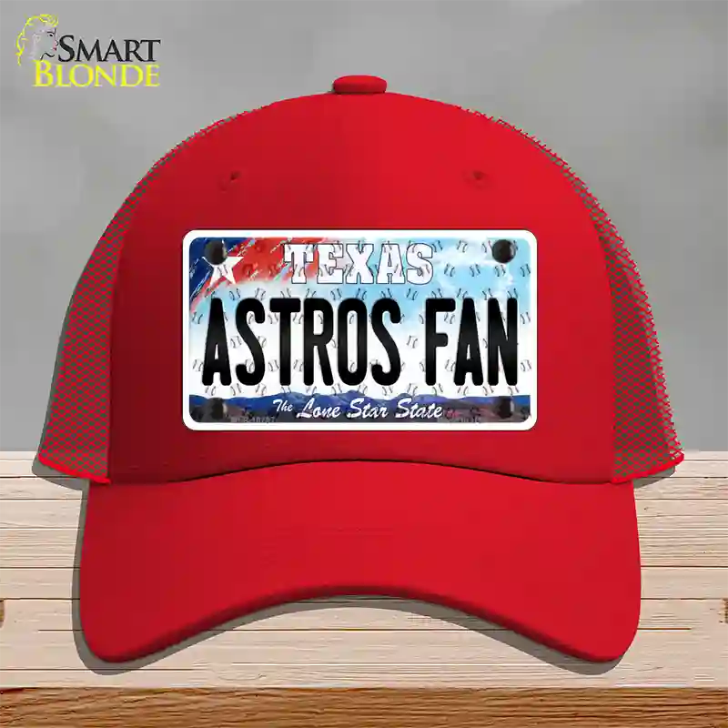 Astros Fan Texas Novelty License Plate Hat Mesh / Red