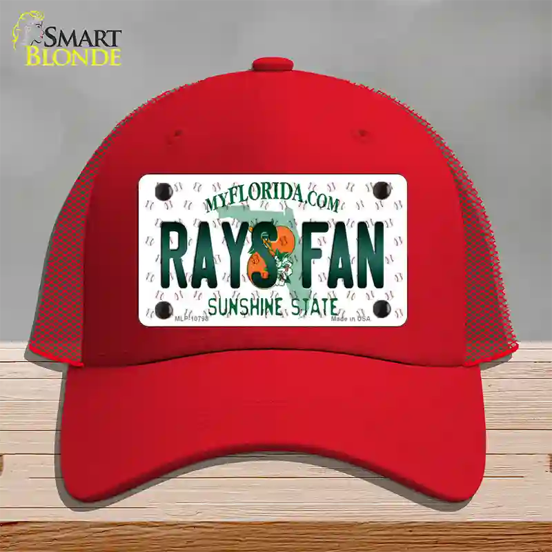 Rays Fan Florida Novelty License Plate Hat Mesh / Red