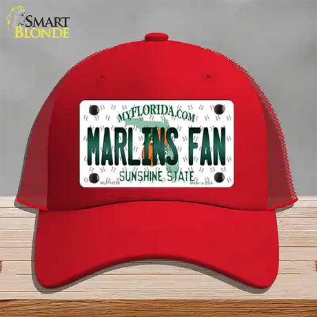 Marlins Fan Florida Novelty License Plate Hat Mesh / Red