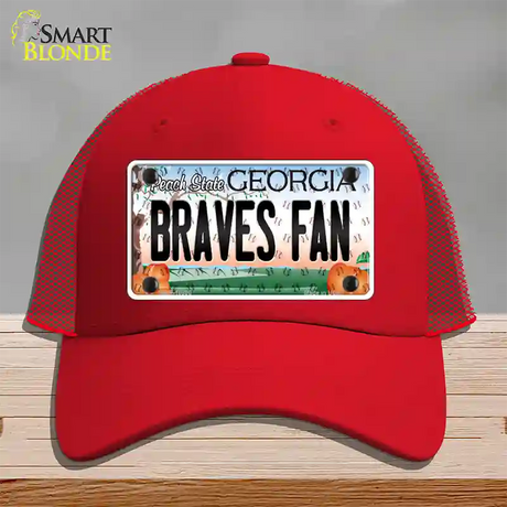 Braves Fan Georgia Novelty License Plate Hat Mesh / Red