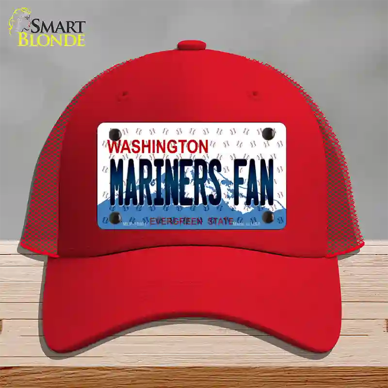 Mariners Fan Washington Novelty License Plate Hat Mesh / Red