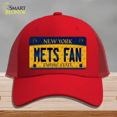 Mets Fan New York Novelty License Plate Hat Mesh / Red