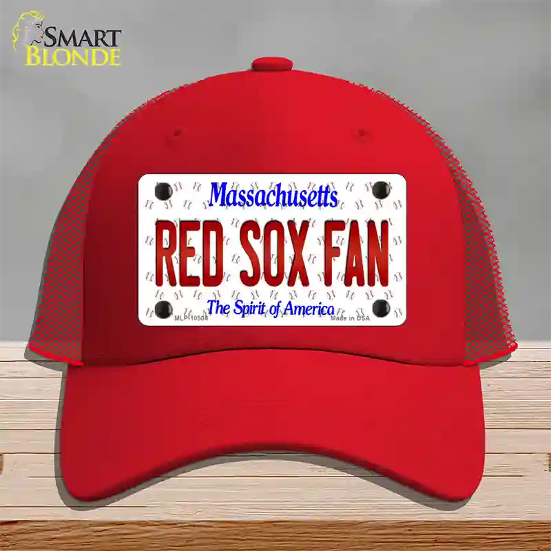 Red Sox Fan Massachusetts Novelty License Plate Hat Mesh / Red