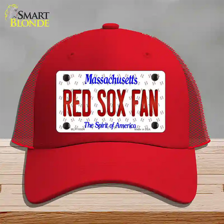 Red Sox Fan Massachusetts Novelty License Plate Hat Mesh / Red