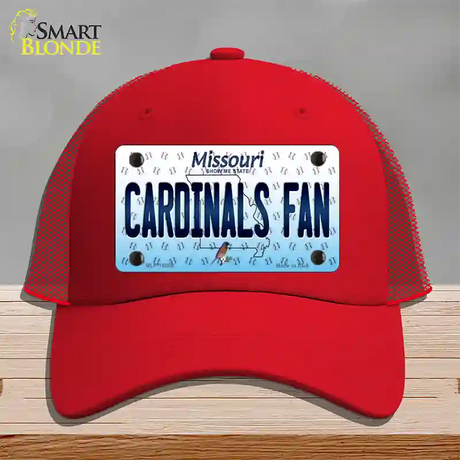 Cardinals Fan Missouri Novelty License Plate Hat Mesh / Red