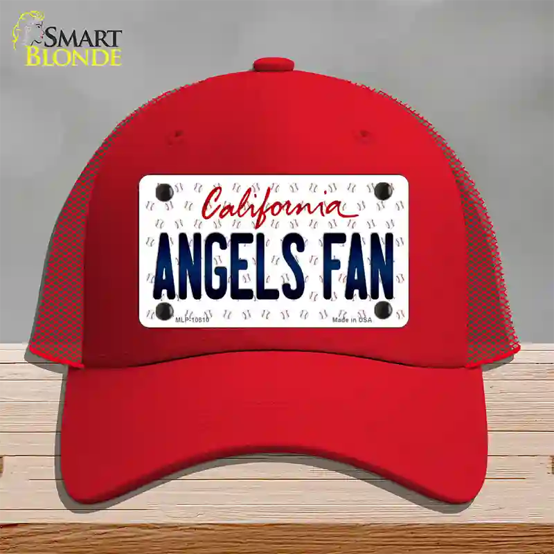 Angels Fan California Novelty License Plate Hat Mesh / Red