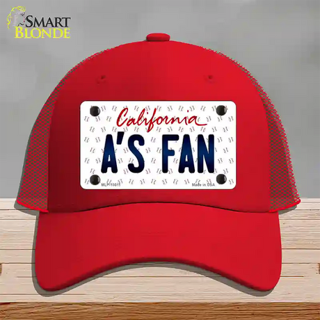 As Fan California Novelty License Plate Hat Mesh / Red