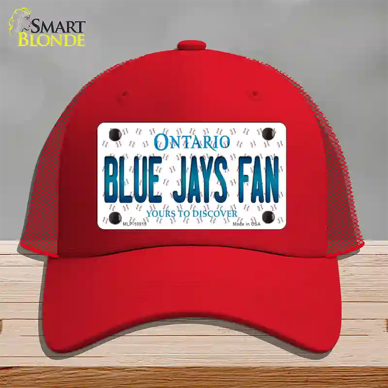 Blue Jays Fan Ontario Novelty License Plate Hat Mesh / Red