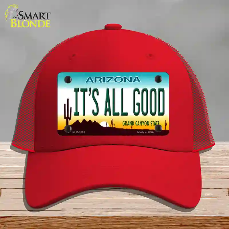 Its All Good Arizona Novelty License Plate Hat Mesh / Red