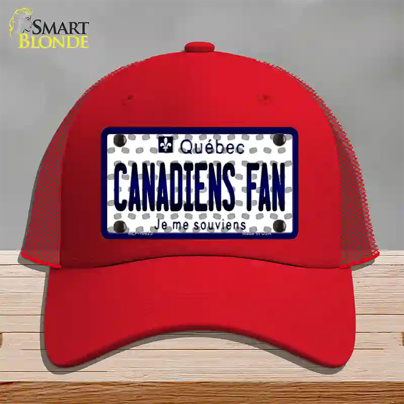 Canadiens Fan Quebec Novelty License Plate Hat Mesh / Red